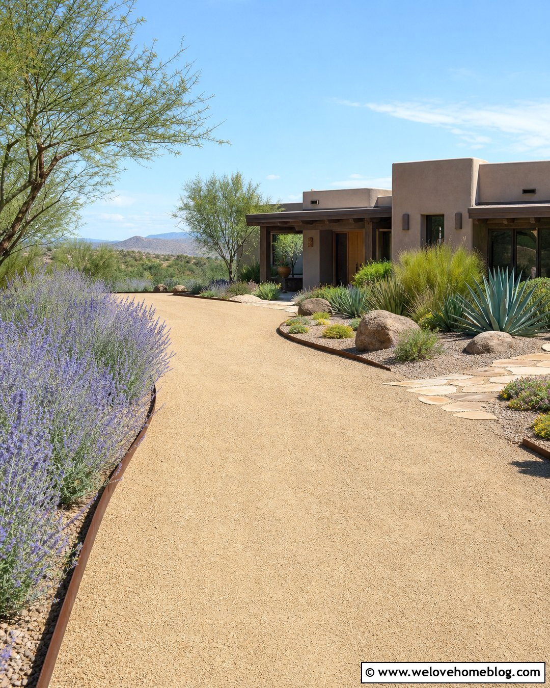 Russian Sage Along a Desert Driveway - 25 flowers along driveway ideas