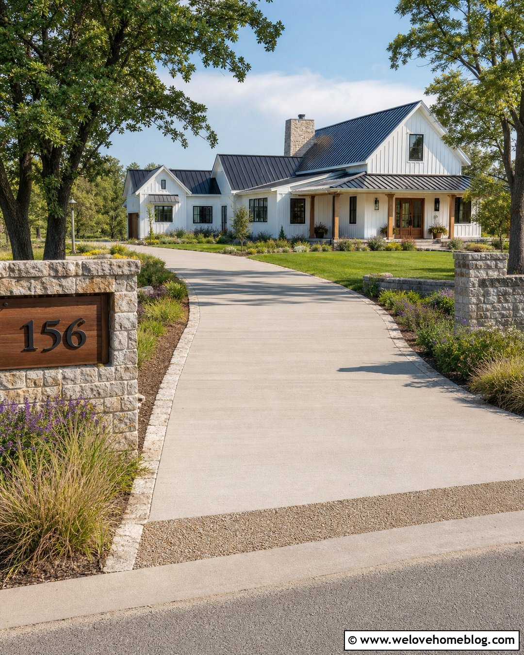 Rustic Address Sign With Concrete Driveway - 25 farm signs entrance driveways rustic ideas