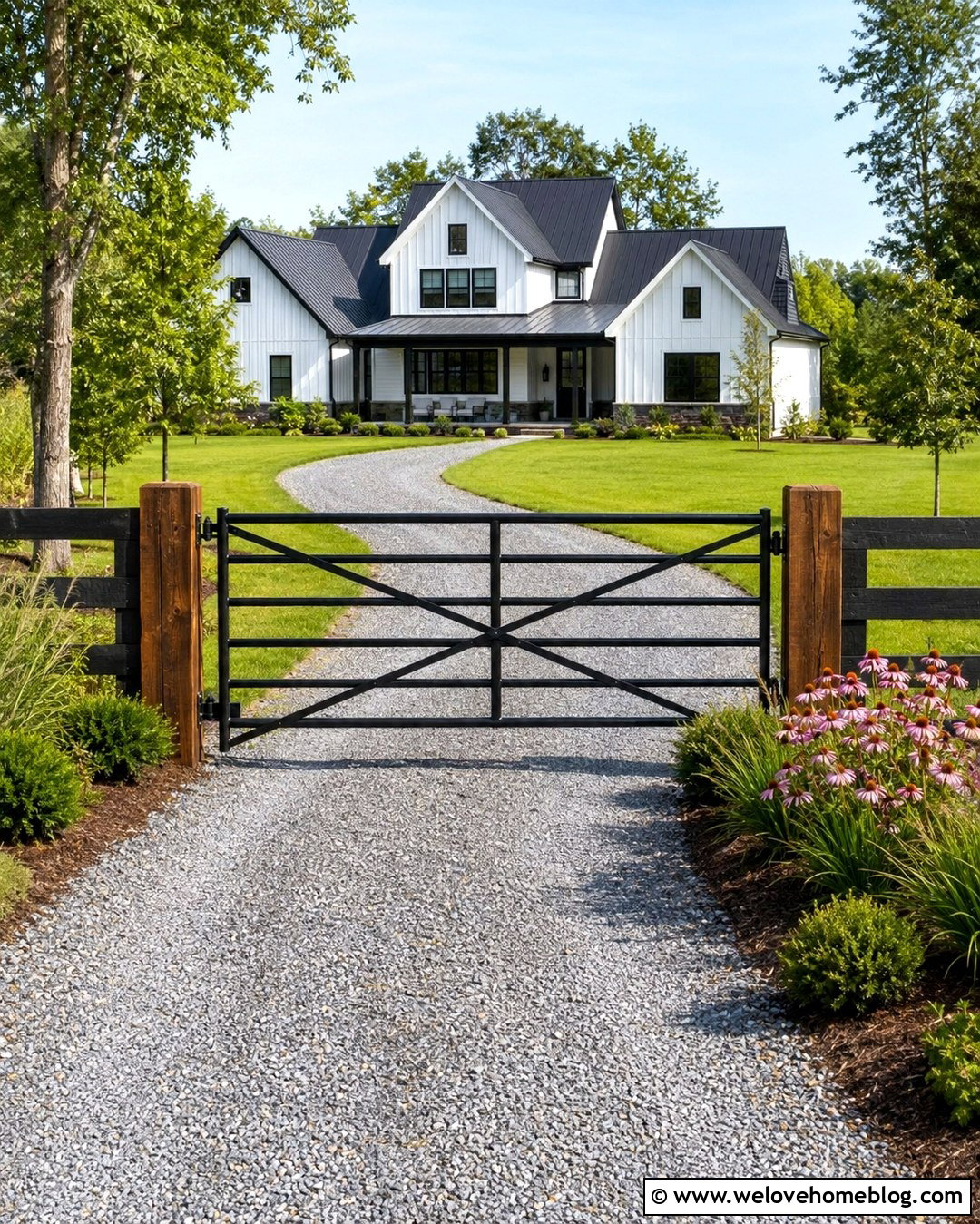 Rustic Black Driveway Gate With Wood Posts - 20 rustic driveway gate ideas
