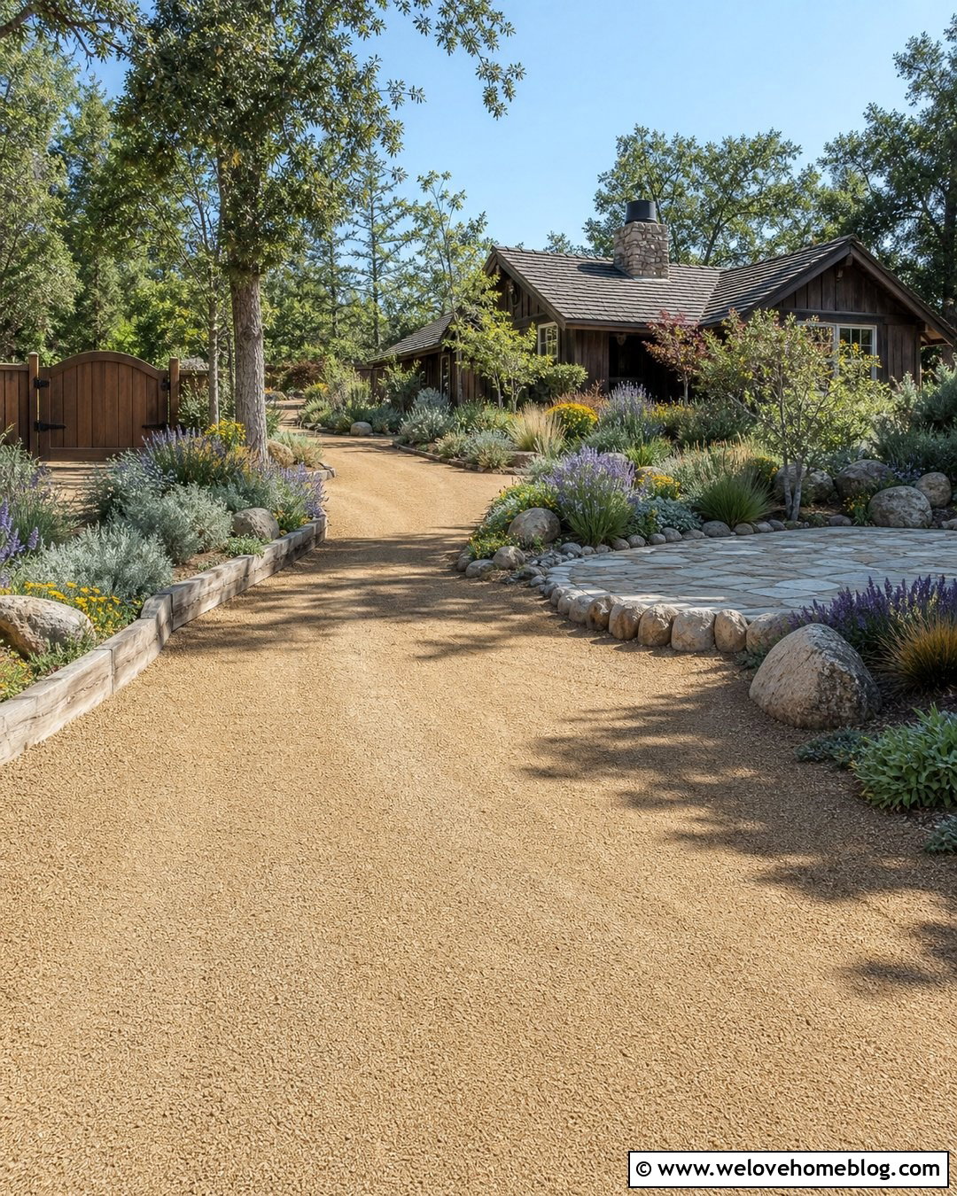 Rustic Cottage Driveway With Decomposed Granite - 35 Cottage Driveway Ideas