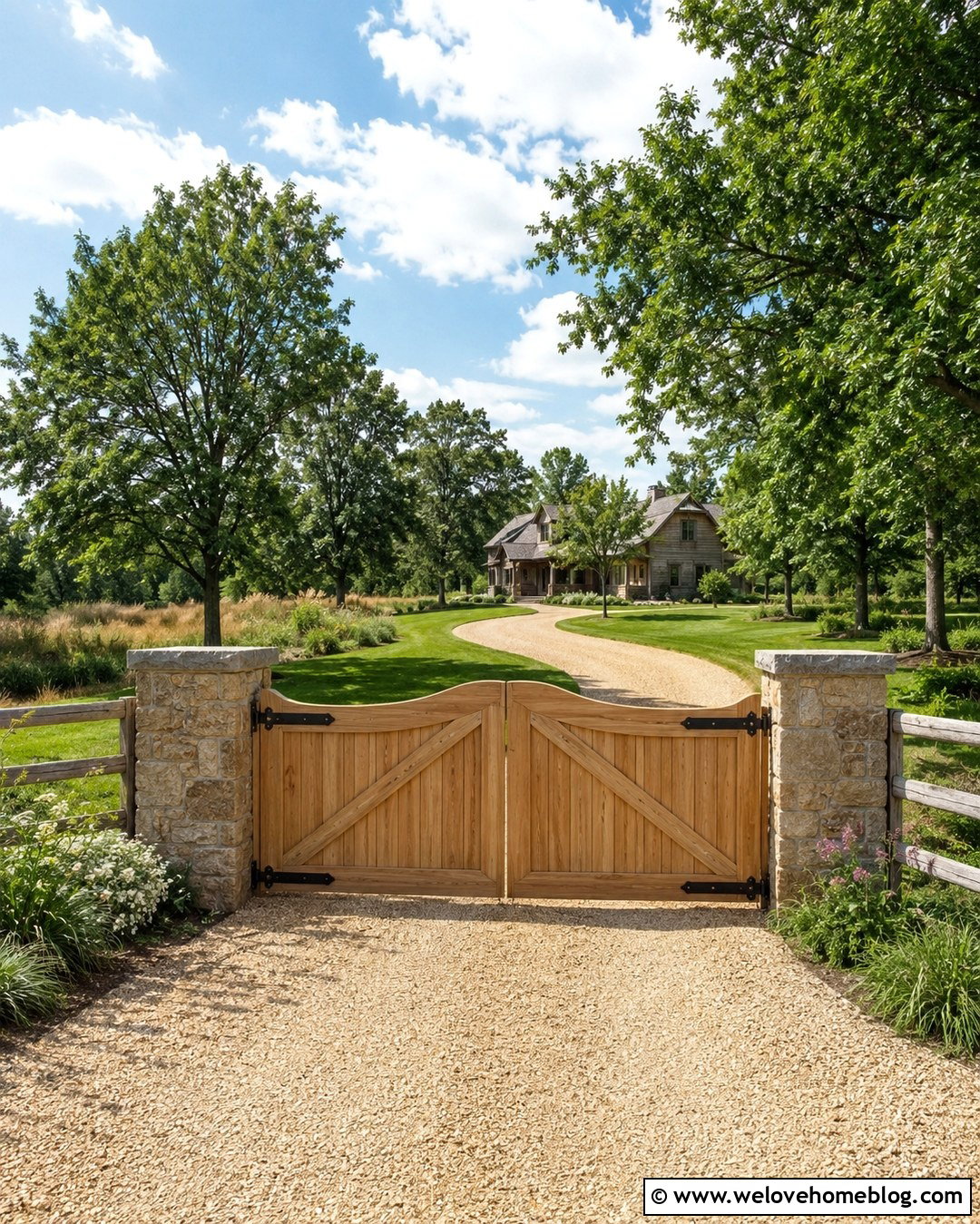 Rustic Double Swing Wood Driveway Gate - 20 Driveway Entry Gates Entrance Wood Ideas