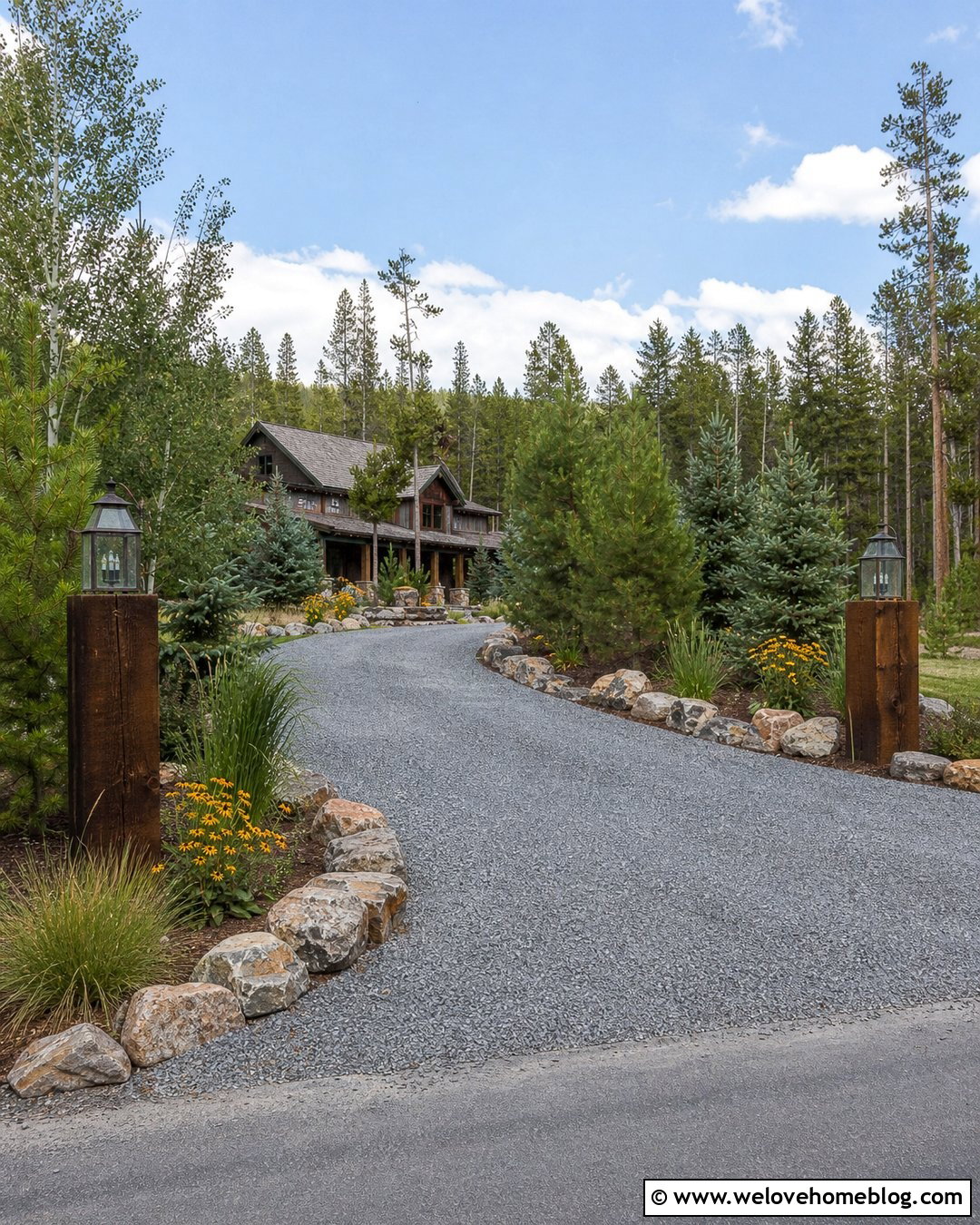 Rustic Driveway Entrance Lamp Posts - 20 driveway entrance lamp post ideas