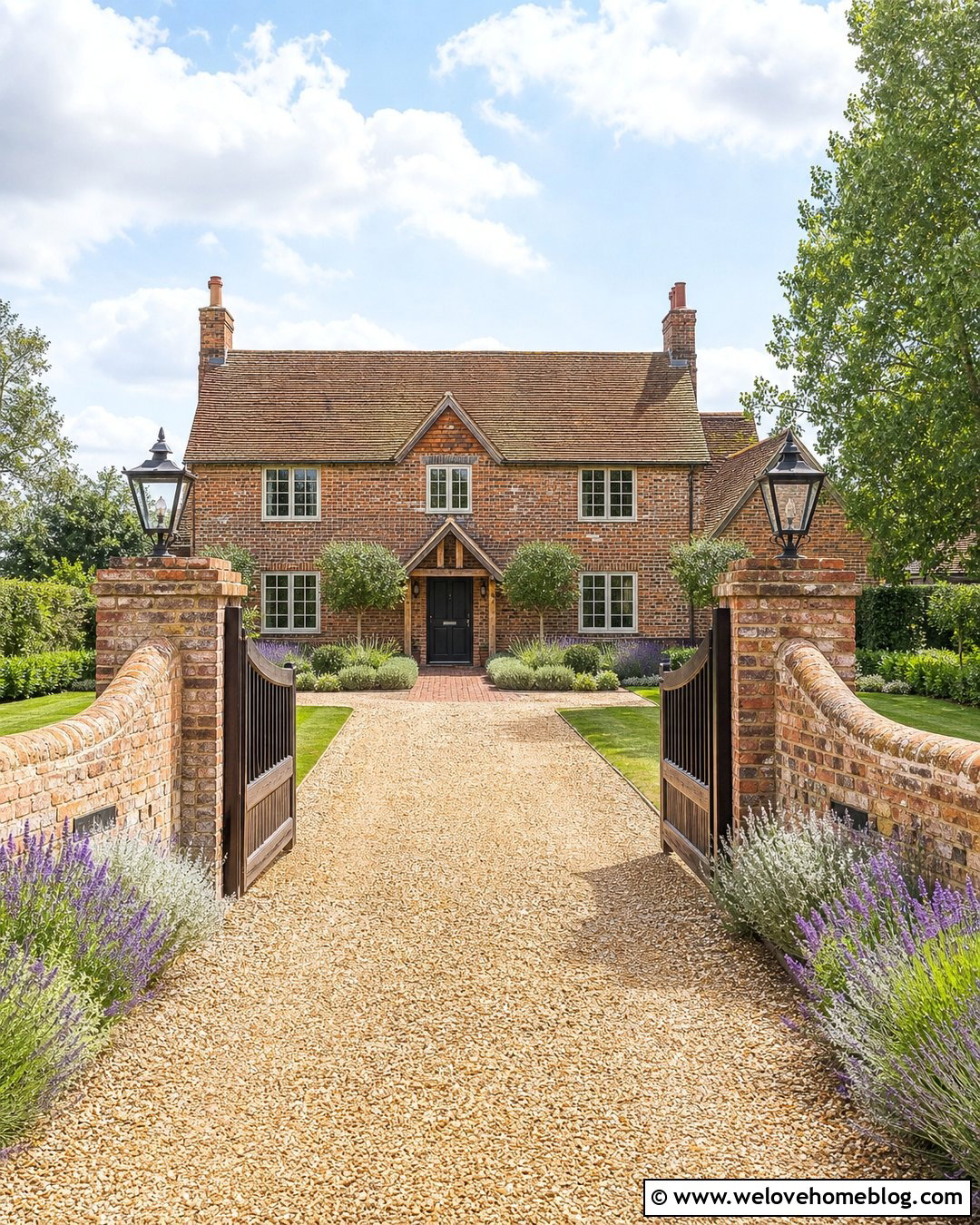 Rustic Driveway Entrance With Reclaimed Brick Pillars - 40 Rustic Driveway Entrance Ideas