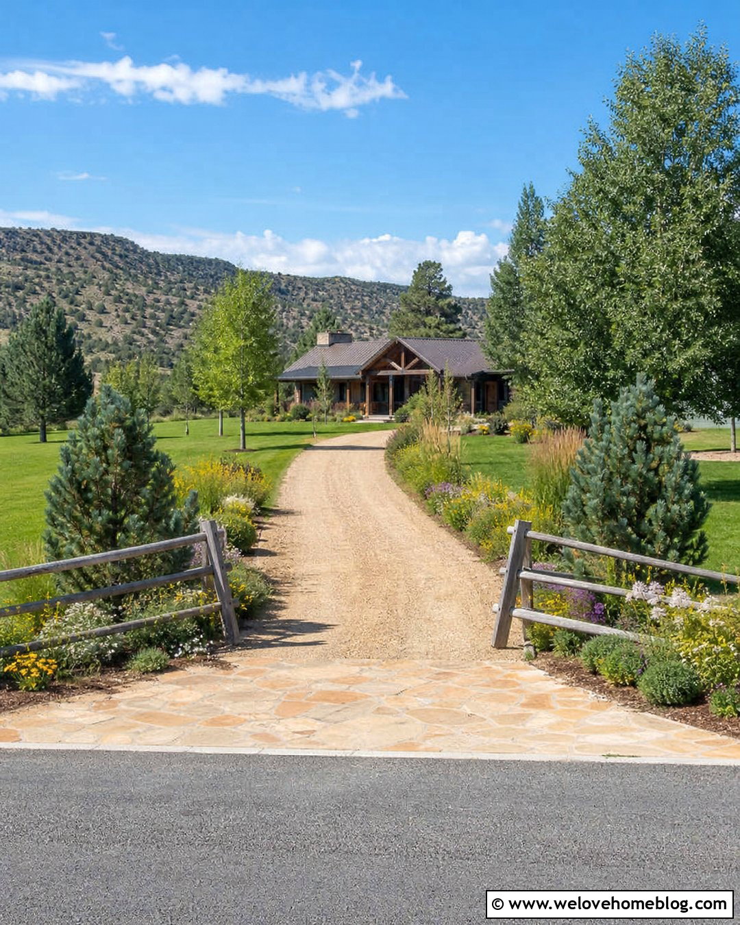 Rustic Driveway Entrance With Split Rail Fencing - 40 Rustic Driveway Entrance Ideas