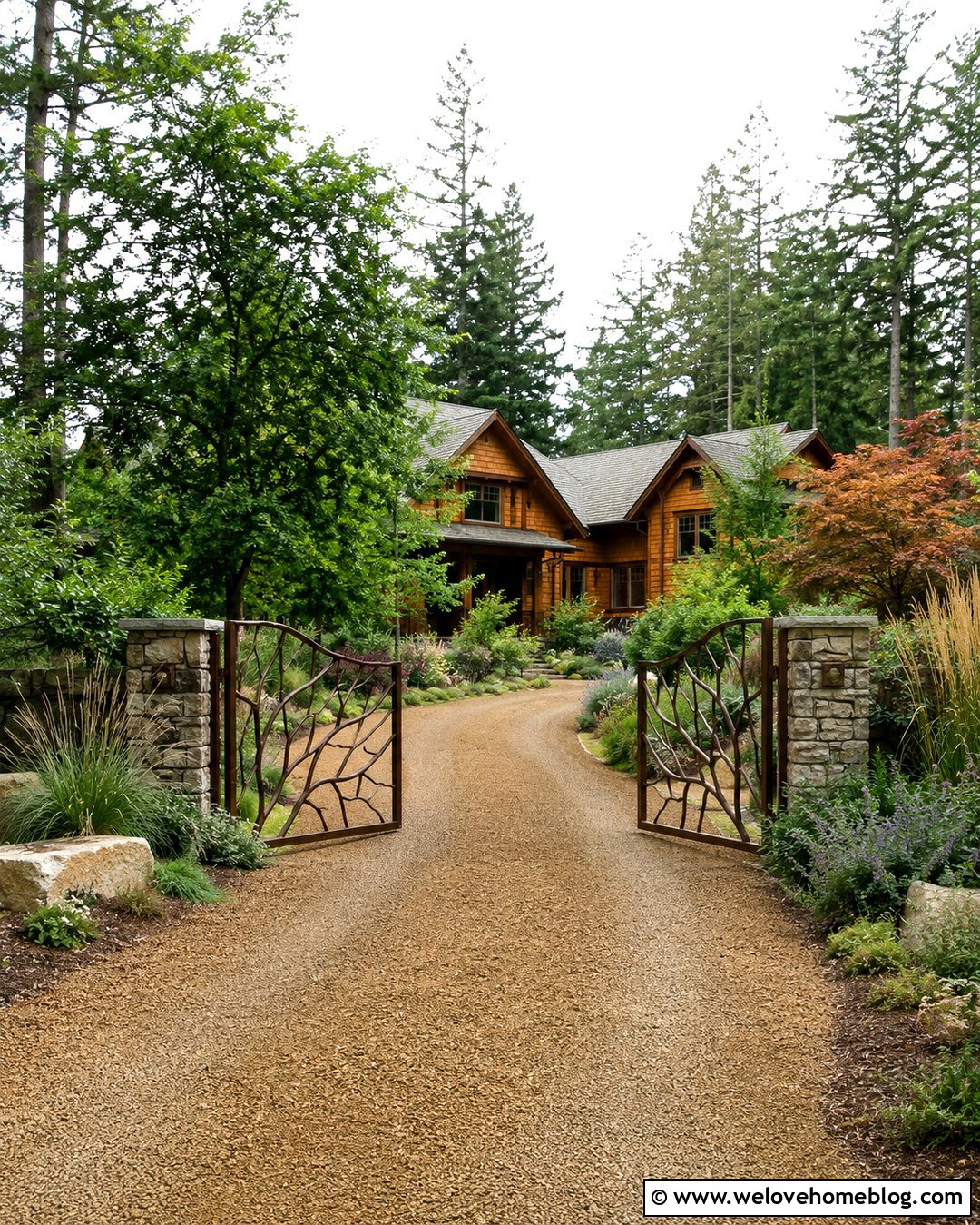 Rustic Driveway Gate With Native Landscaping - 20 rustic driveway gate ideas