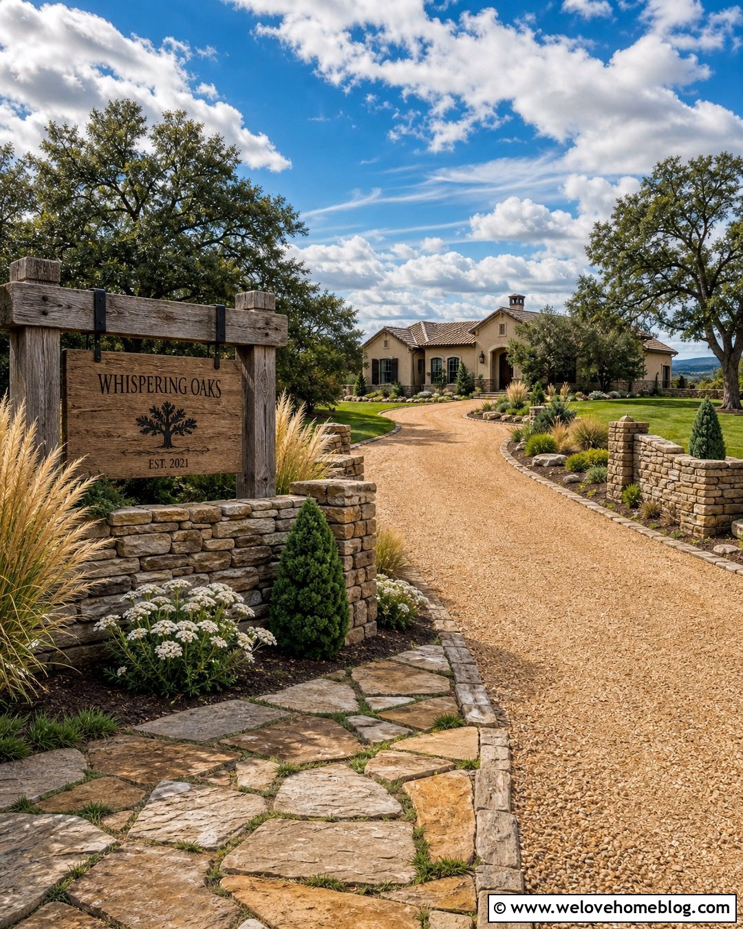 Rustic Driveway Sign With Dry Stack Stone Wall - 20 Rustic Driveway Signs Ideas