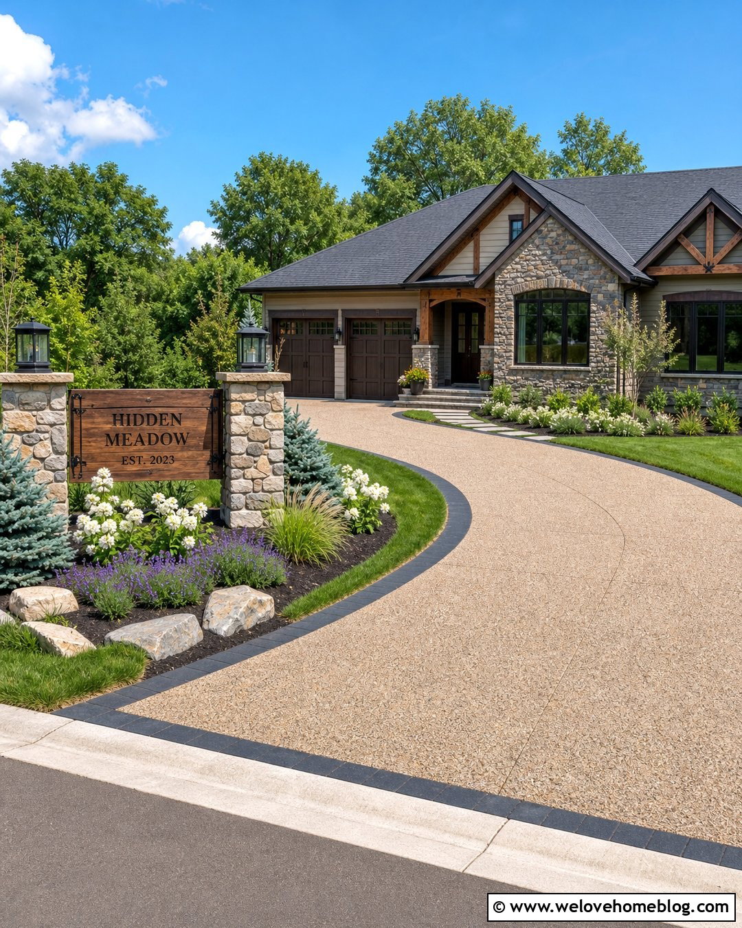 Rustic Driveway Sign With Lantern Posts - 20 Rustic Driveway Signs Ideas