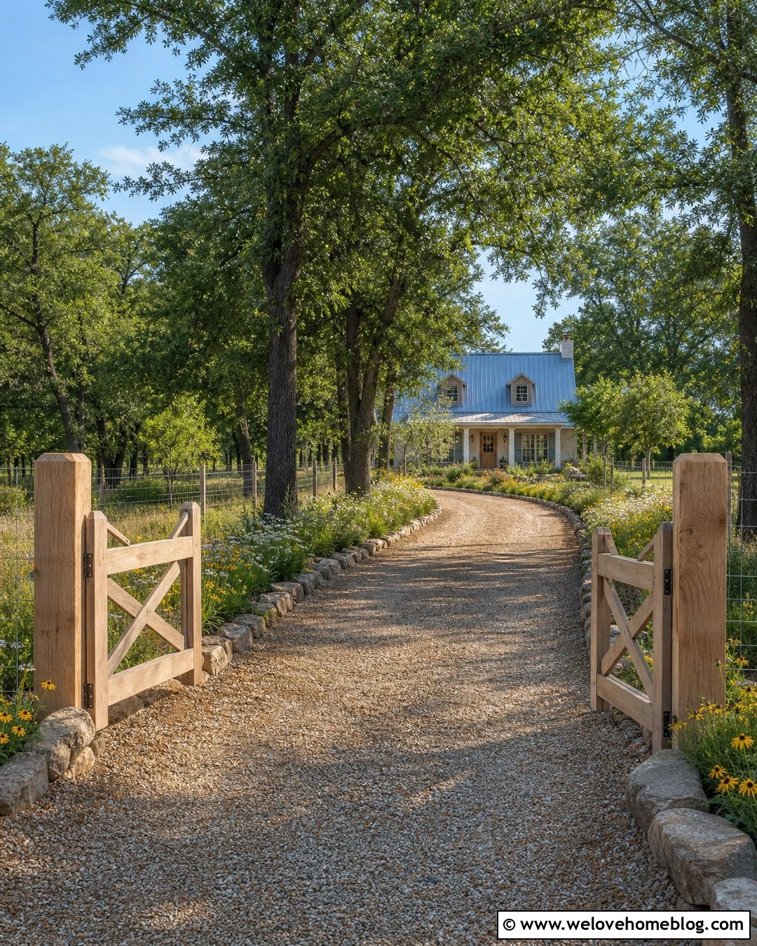 Rustic Farm Gate With Wildflower Borders - 30 farm gates entrance driveways country ideas