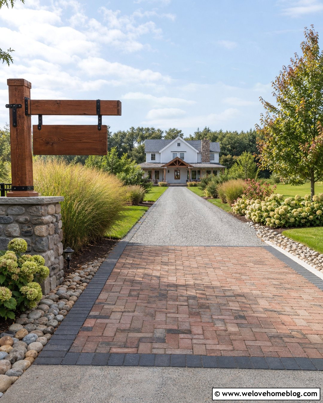 Rustic Farm Sign With Paver Driveway Apron - 25 farm signs entrance driveways rustic ideas