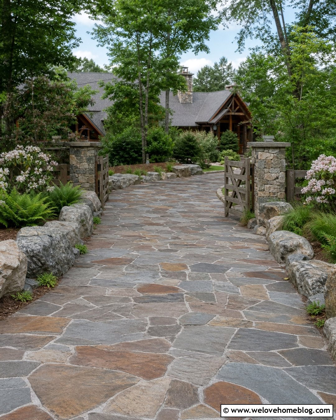 Rustic Fieldstone Driveway - 35 Stone Driveway Ideas