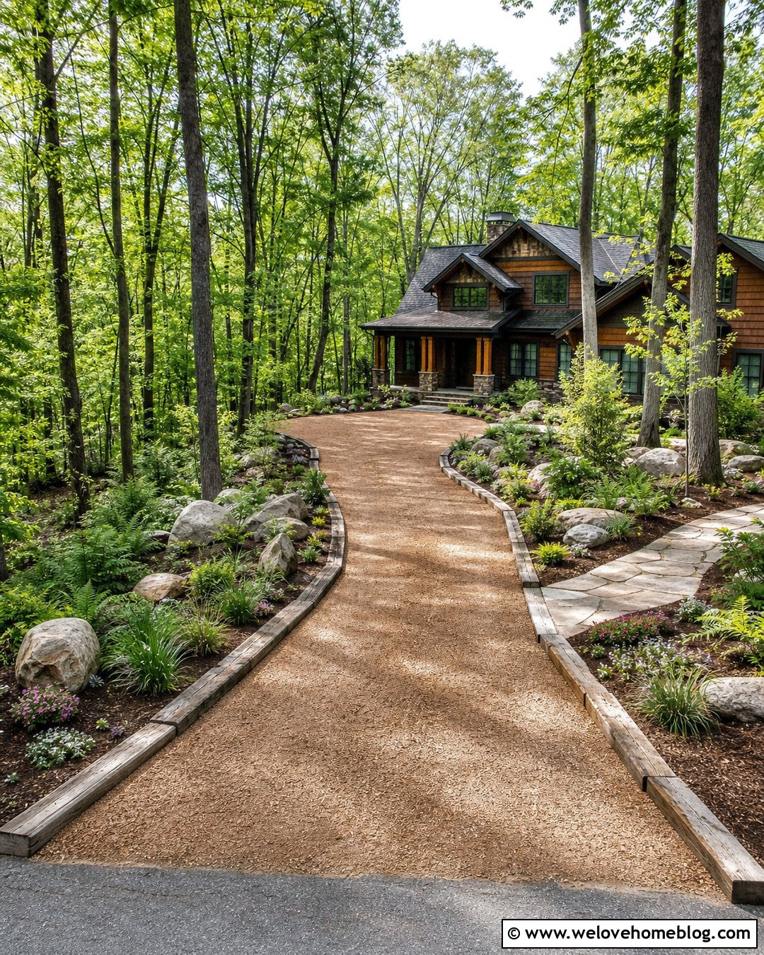 Rustic Gravel Driveway With Timber Edging PNG - 20 driveway png ideas