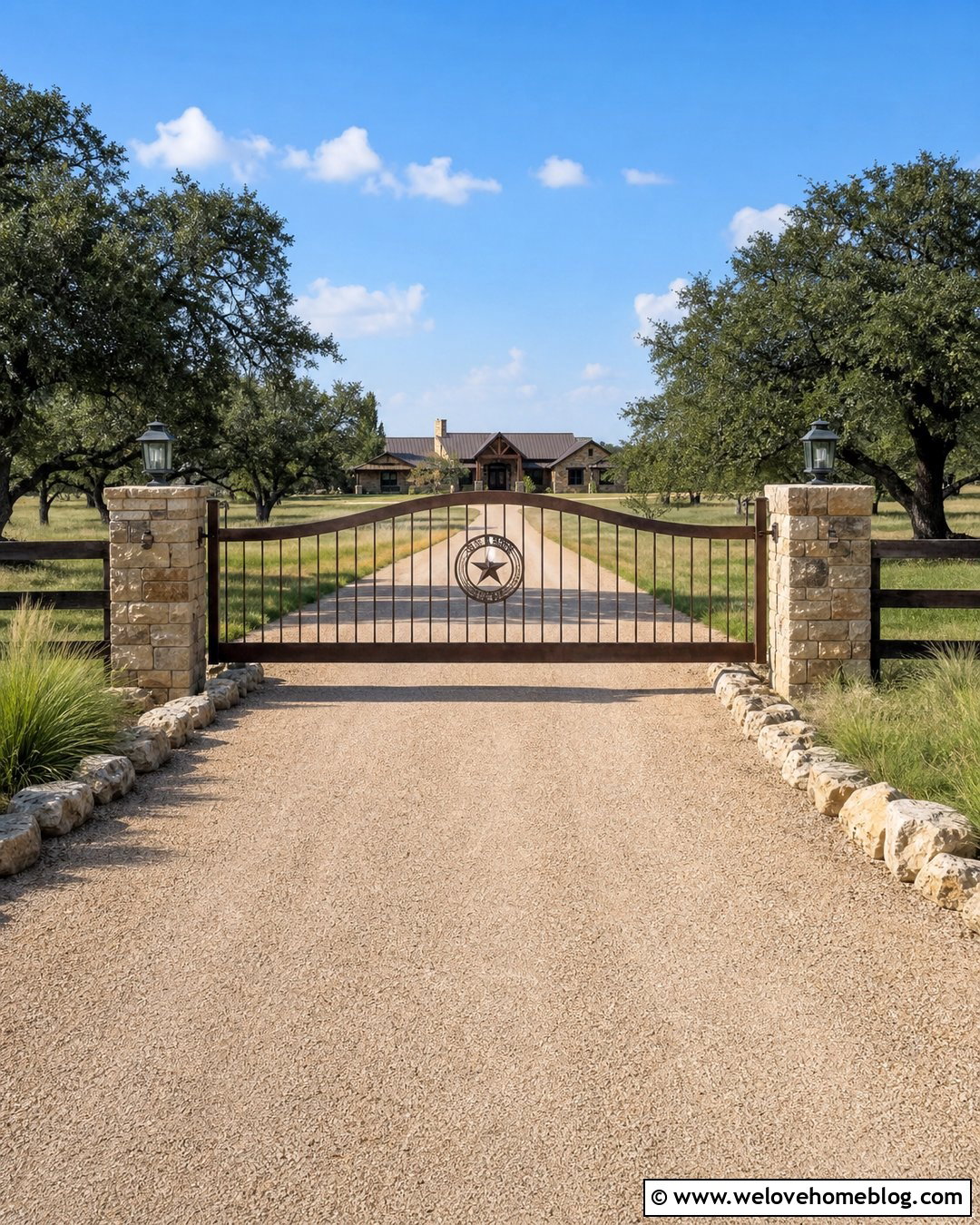 Rustic Iron Driveway Gate With Ranch Entrance - 20 iron driveway gates entrance ideas