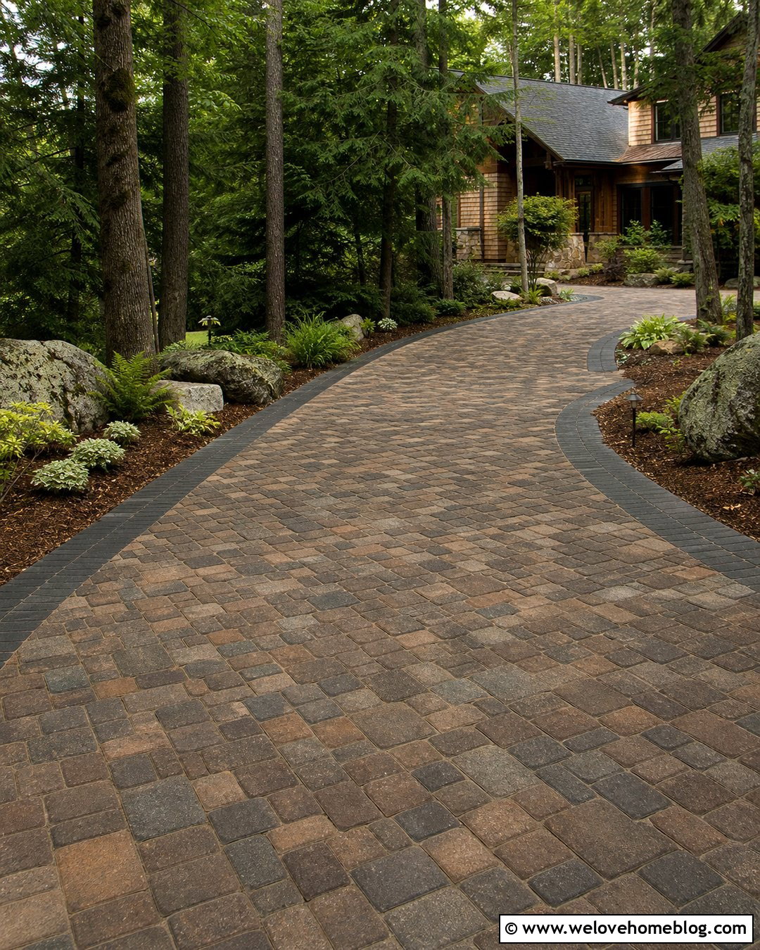 Rustic Paver Driveway For A Wooded Home - 35 driveway pavers design ideas