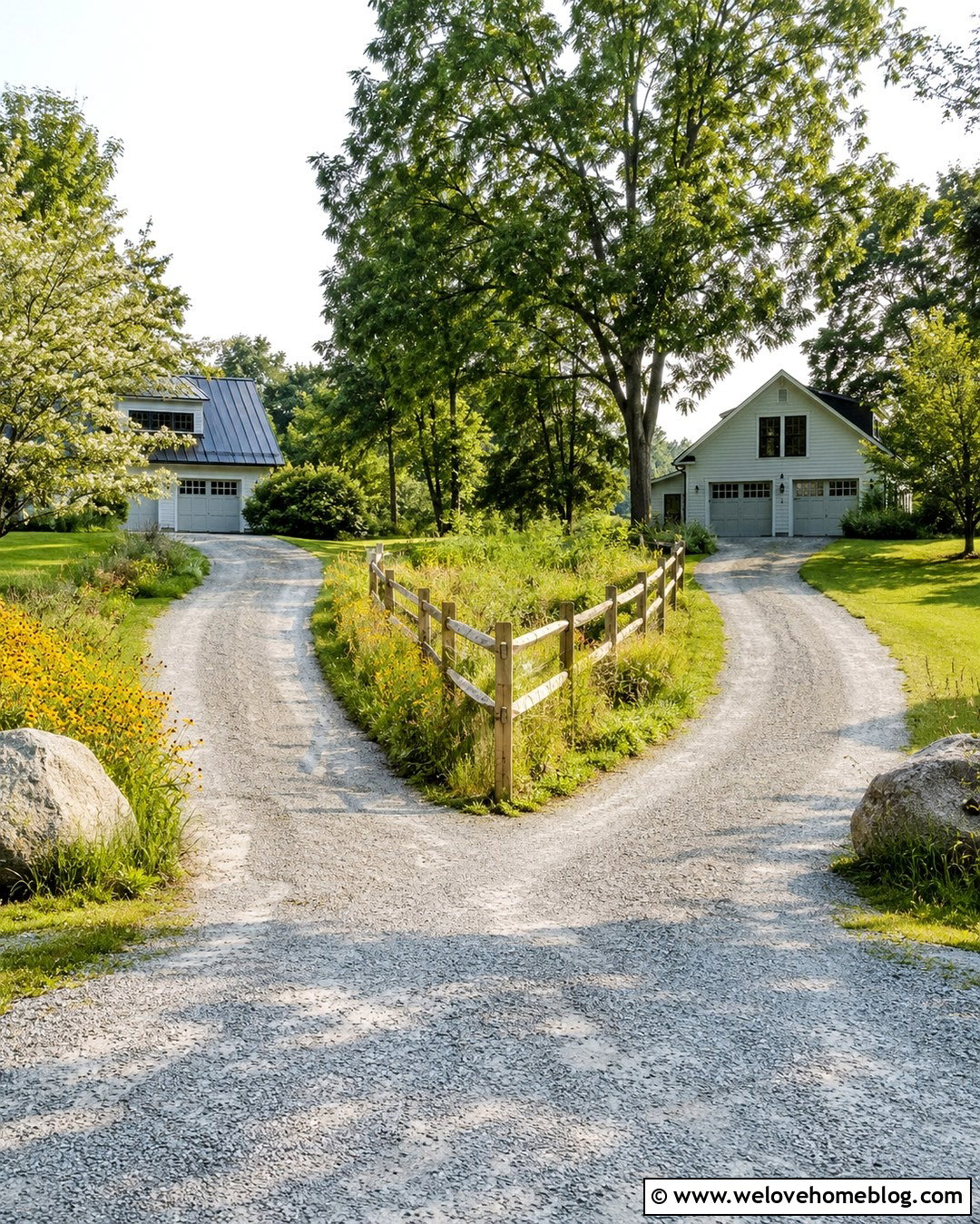 Rustic Split Rail Shared Driveway Fence - 20 Shared Driveway Divider Fence Ideas