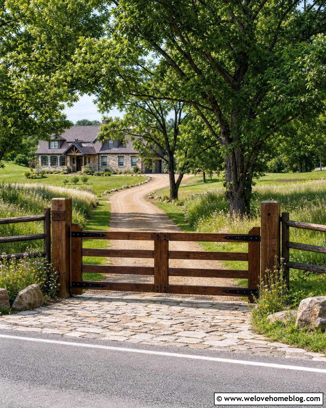 Rustic Timber Driveway Gate - 25 Driveway Entrance Gate Ideas
