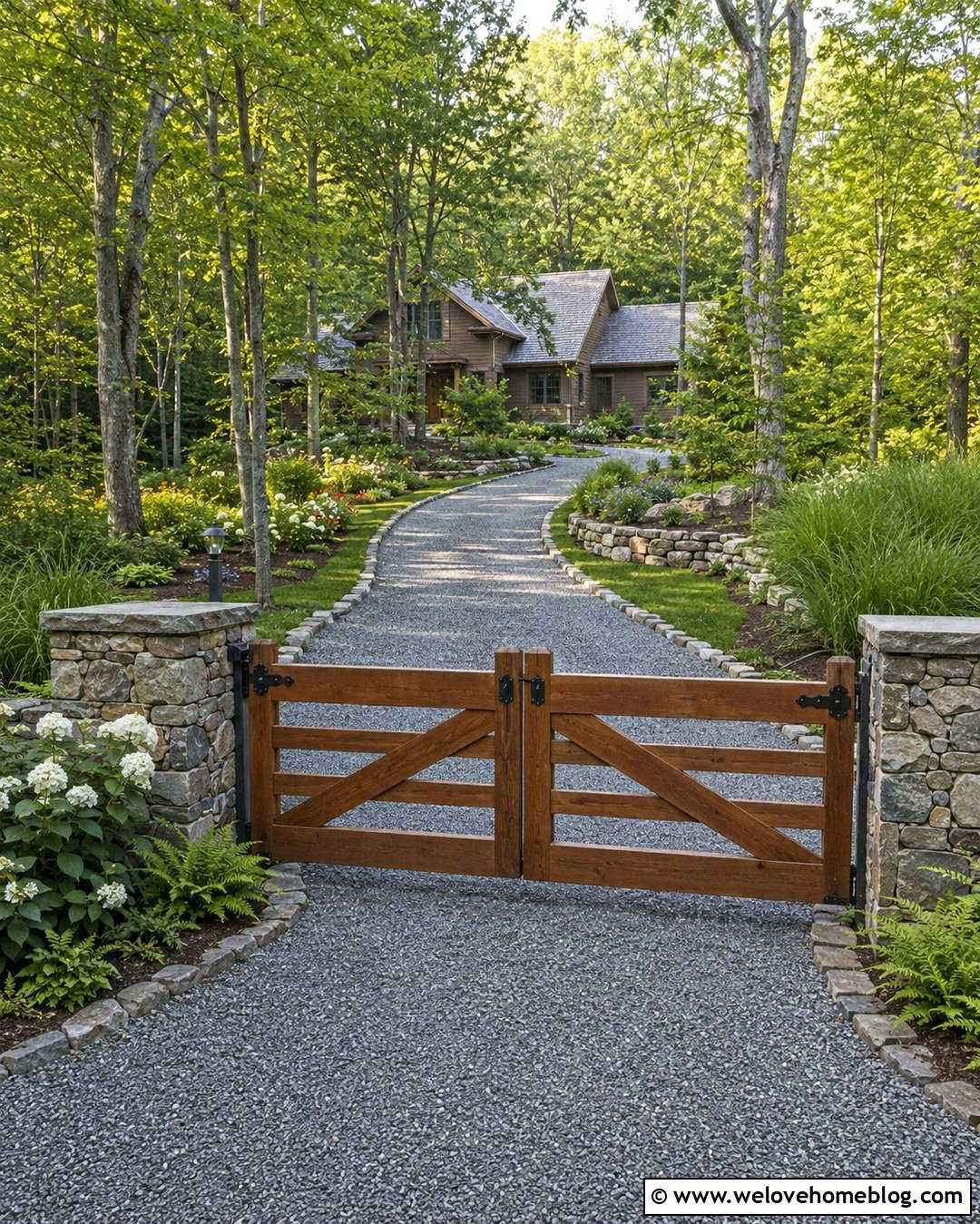Rustic Timber Driveway Gate - 20 Driveway Gate Inspiration Ideas