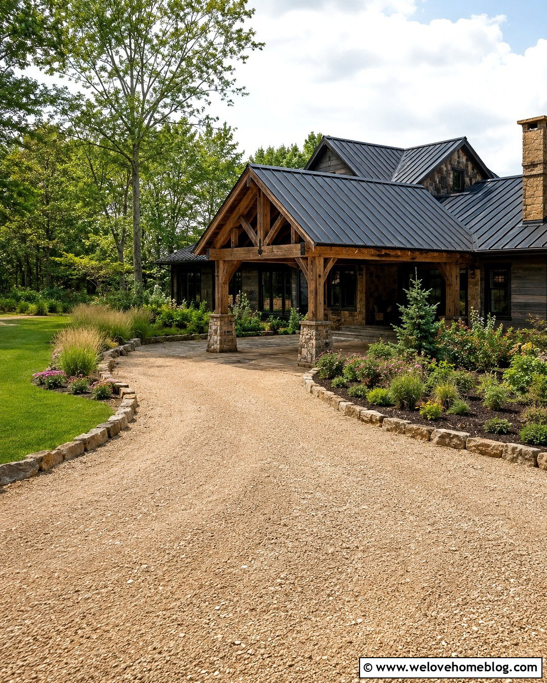 Rustic Timber Driveway Porch - 20 Driveway Porch Ideas