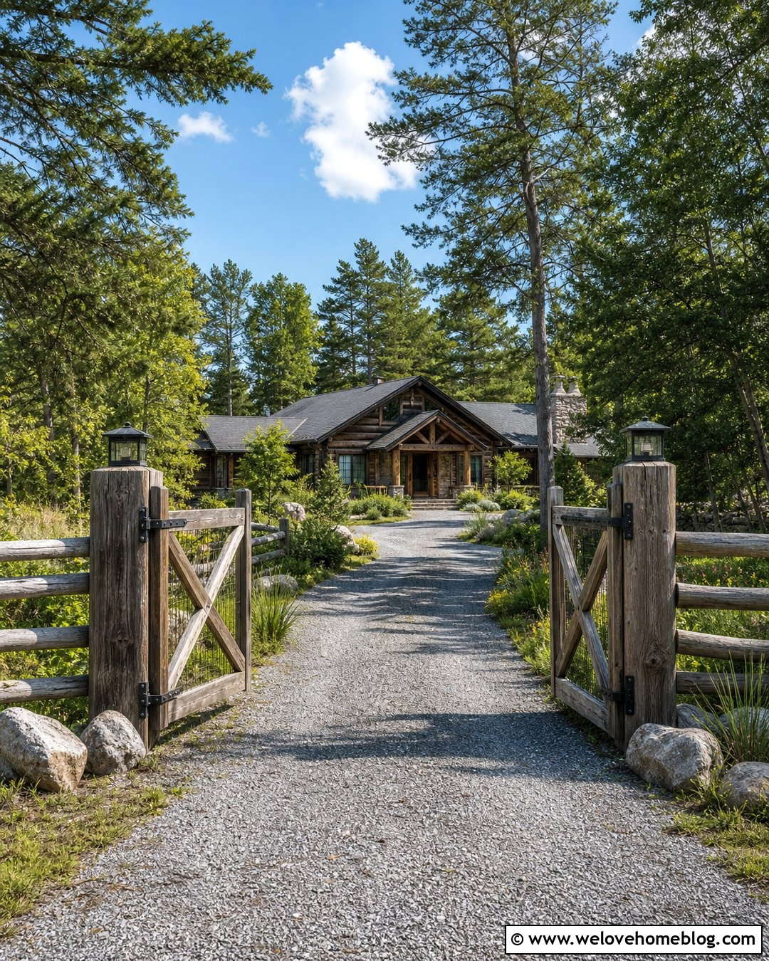 Rustic Timber Fence Driveway Gate - 20 fence driveway gate ideas
