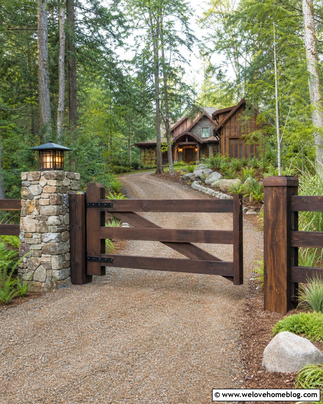 Rustic Timber Single Swing Driveway Gate - 20 single swing driveway gate ideas