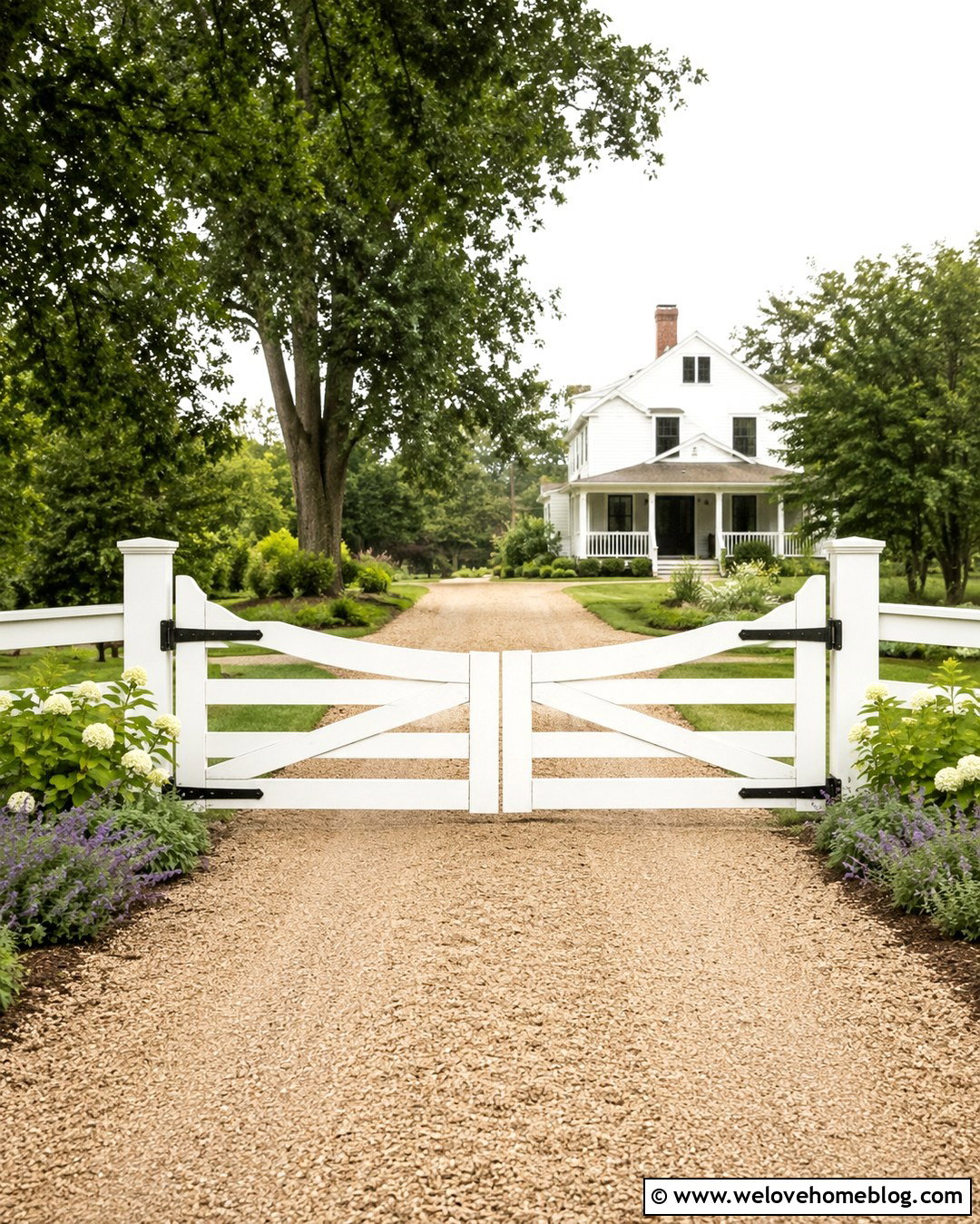 Rustic White Farmhouse Driveway Gate - 20 rustic driveway gate ideas