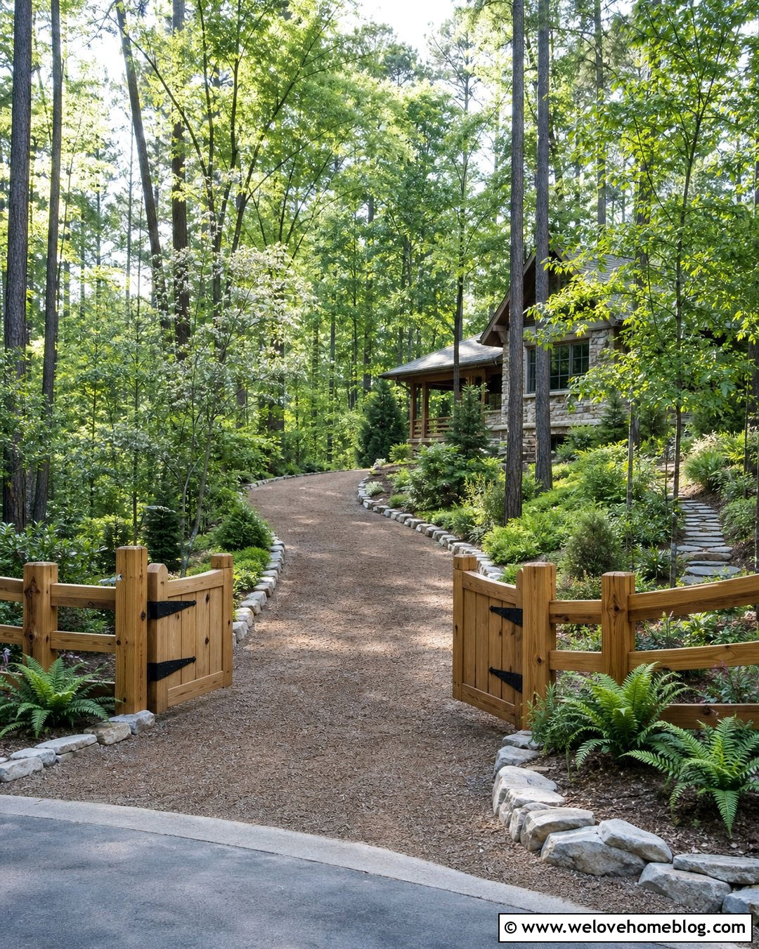 Rustic Wood Driveway Fence - 30 Driveway Fence Ideas