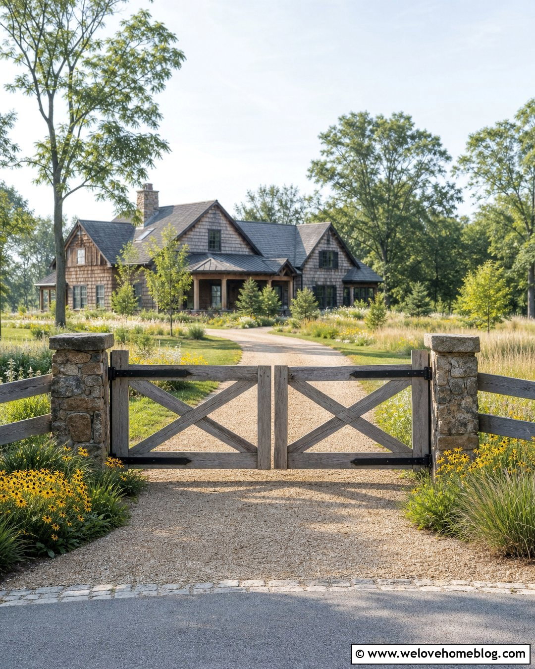 Rustic Wood Driveway Gate - 45 Driveway Gate Ideas