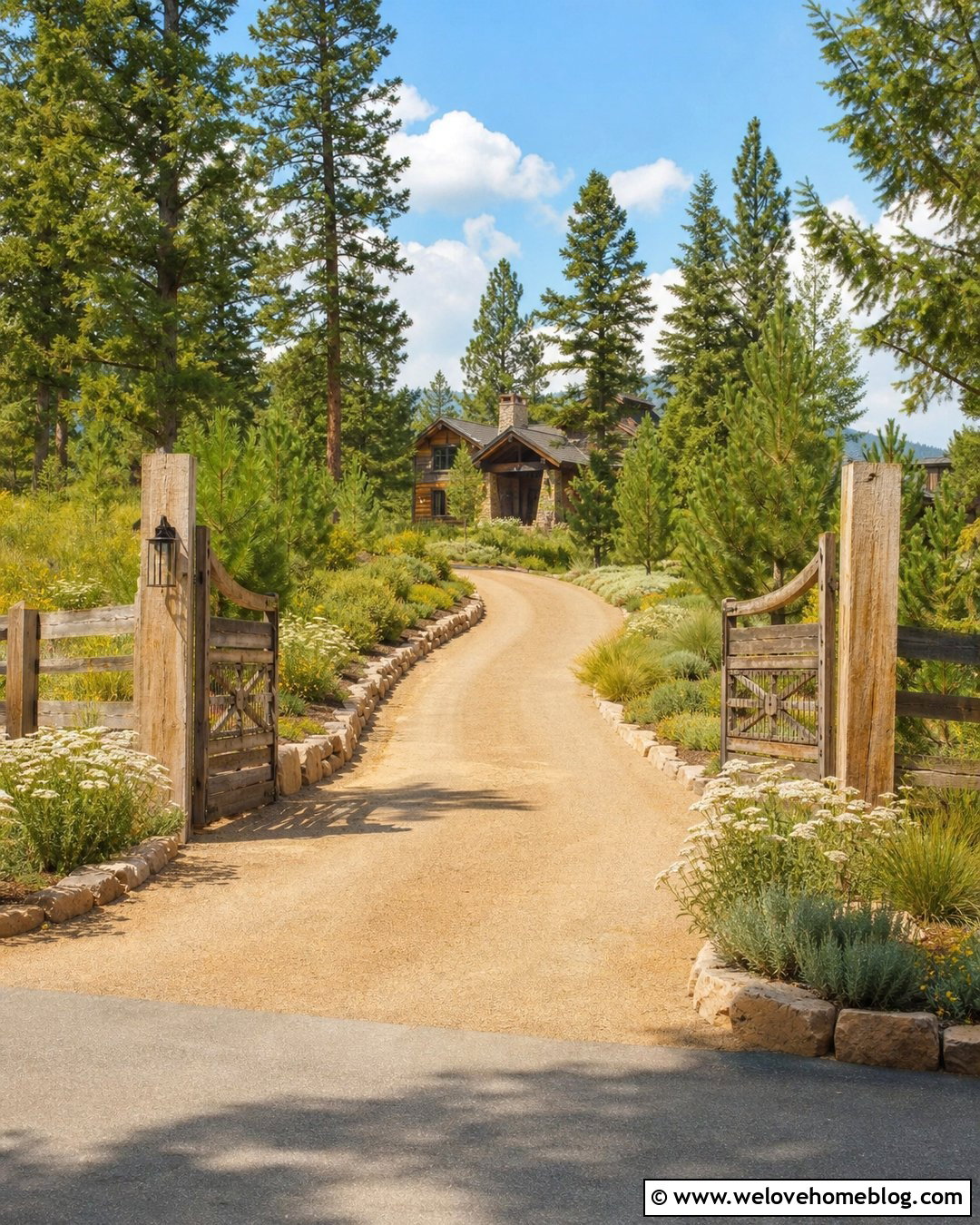 Rustic Wood Gate And Fence Entrance - 20 Driveway Entrance Landscaping Fence Ideas