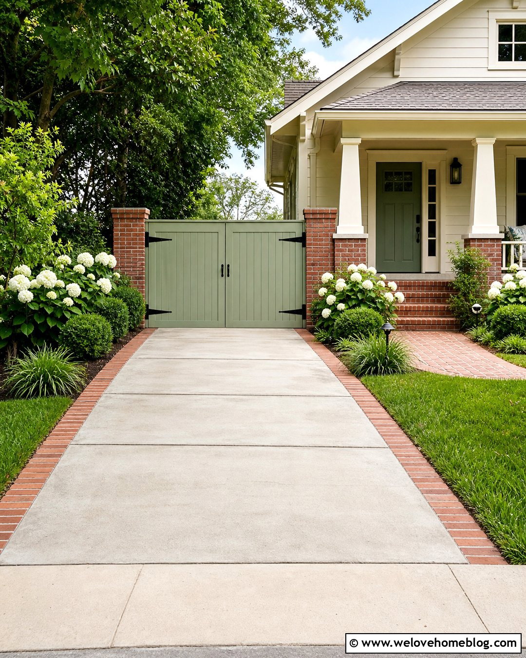 Sage Green Craftsman Driveway Gate - 20 craftsman driveway gate ideas