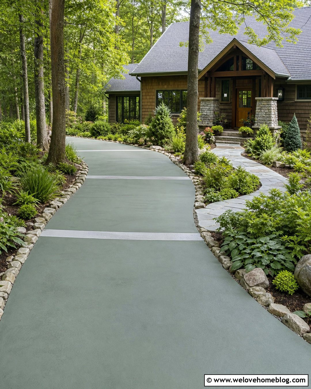 Sage Green Driveway Paint With Natural Stone - 30 driveway paint ideas