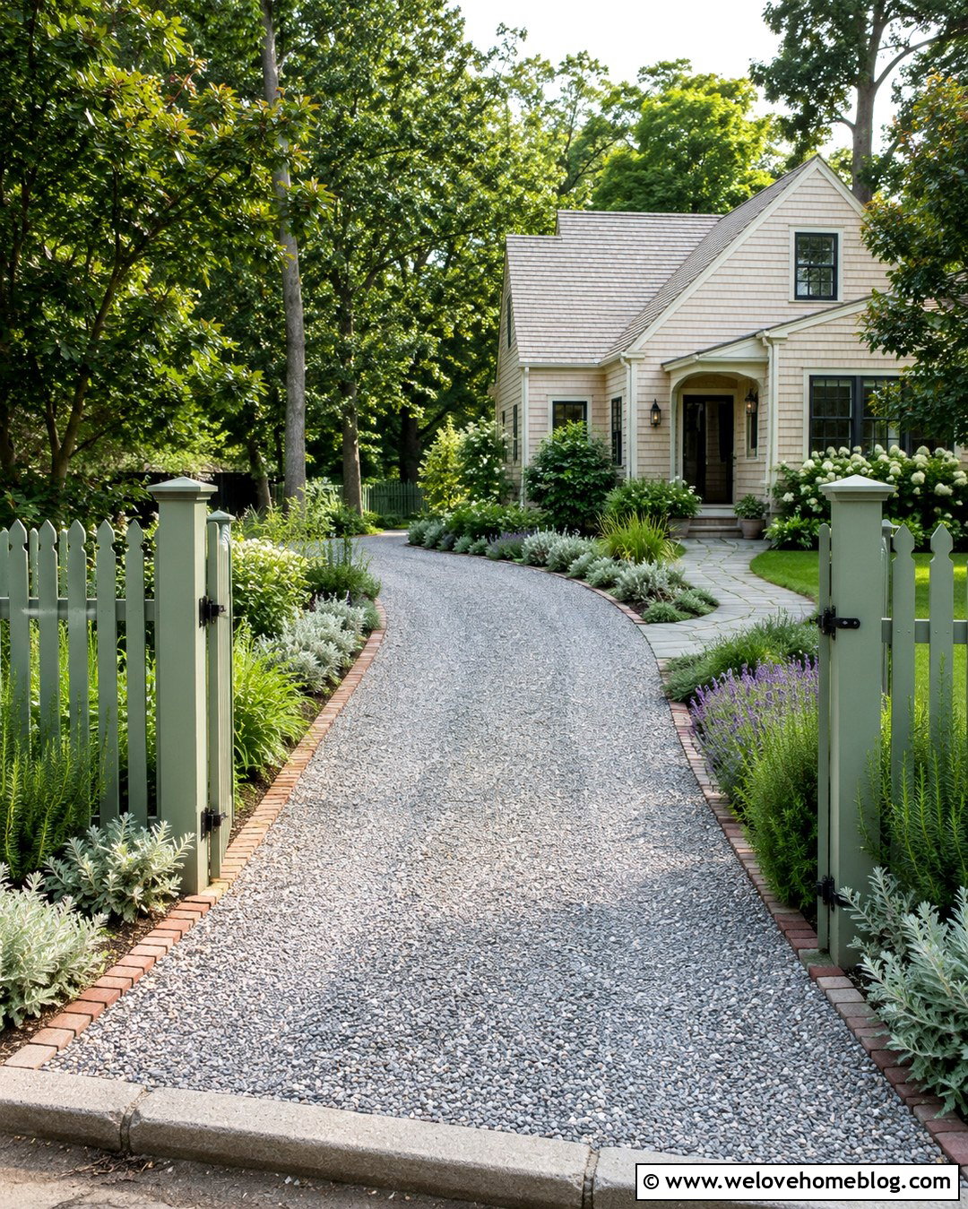 Sage Green Picket Fence Driveway Gate - 20 Picket Fence Driveway Gate Ideas