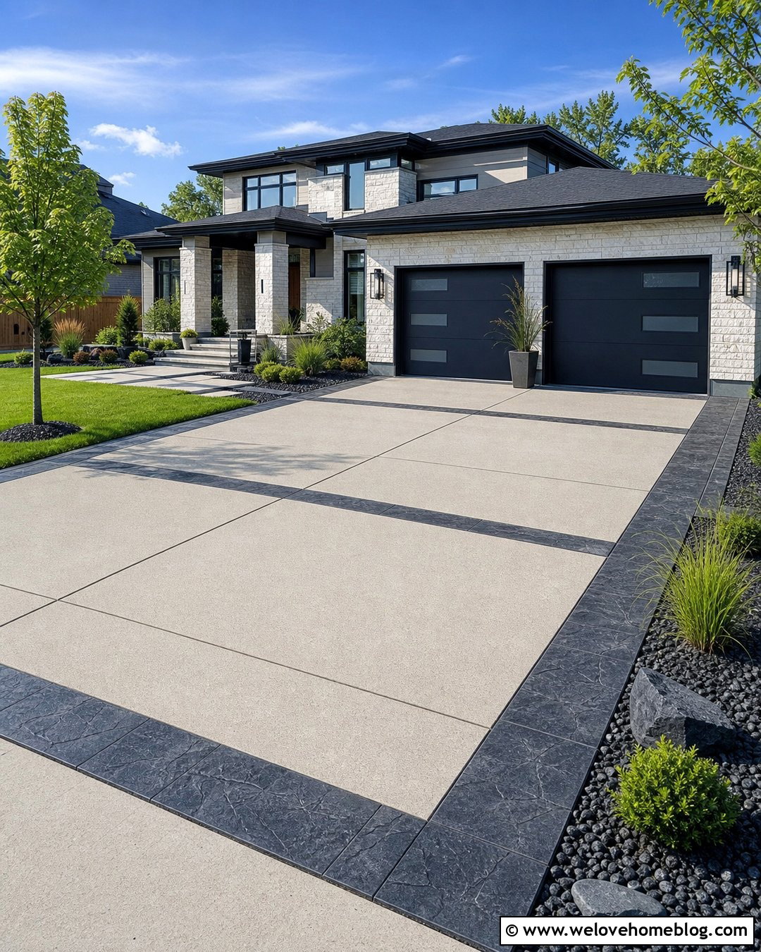 Sand Finish Concrete Driveway With Charcoal Border - 20 Sand Finish Concrete Driveway Ideas