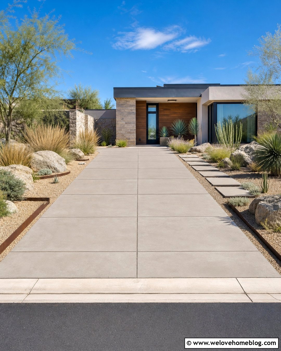 Sand Finish Concrete Driveway With Gravel Landscaping - 20 Sand Finish Concrete Driveway Ideas