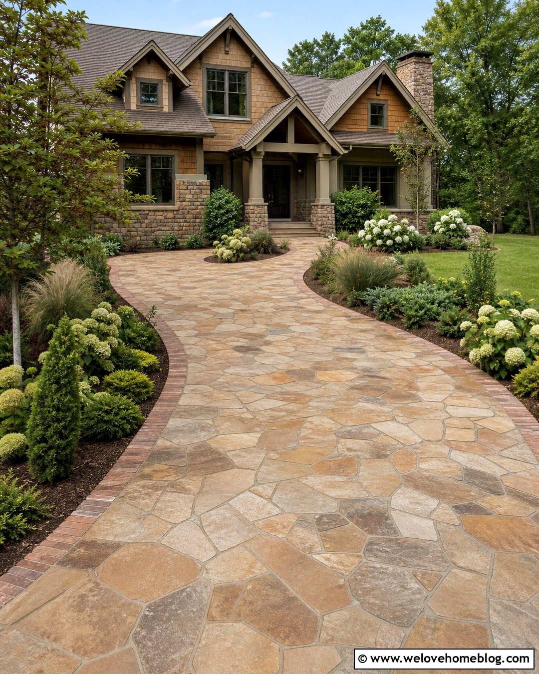 Sandstone Crazy Pave Driveway - 25 Crazy Pave Driveway Ideas