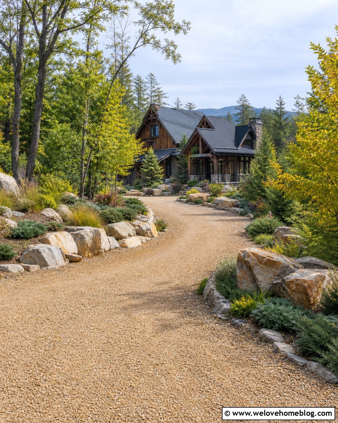 Sandstone Gravel Driveway With Boulder Landscaping - 20 sandstone gravel driveway ideas