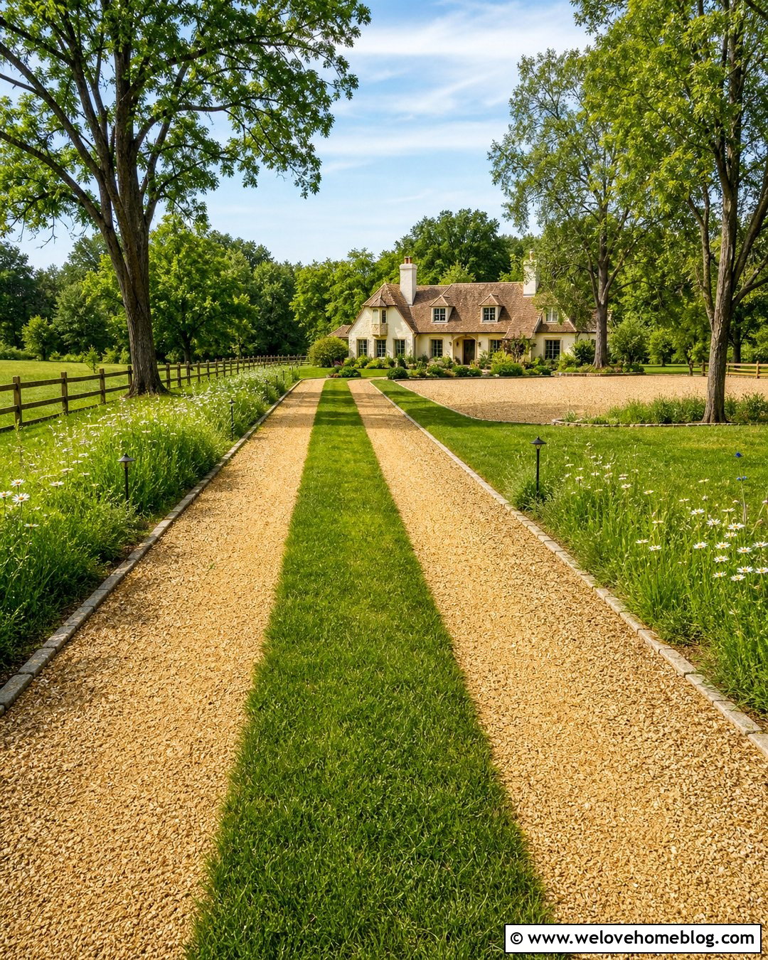Sandstone Gravel Driveway With Grass Center Strip - 20 sandstone gravel driveway ideas