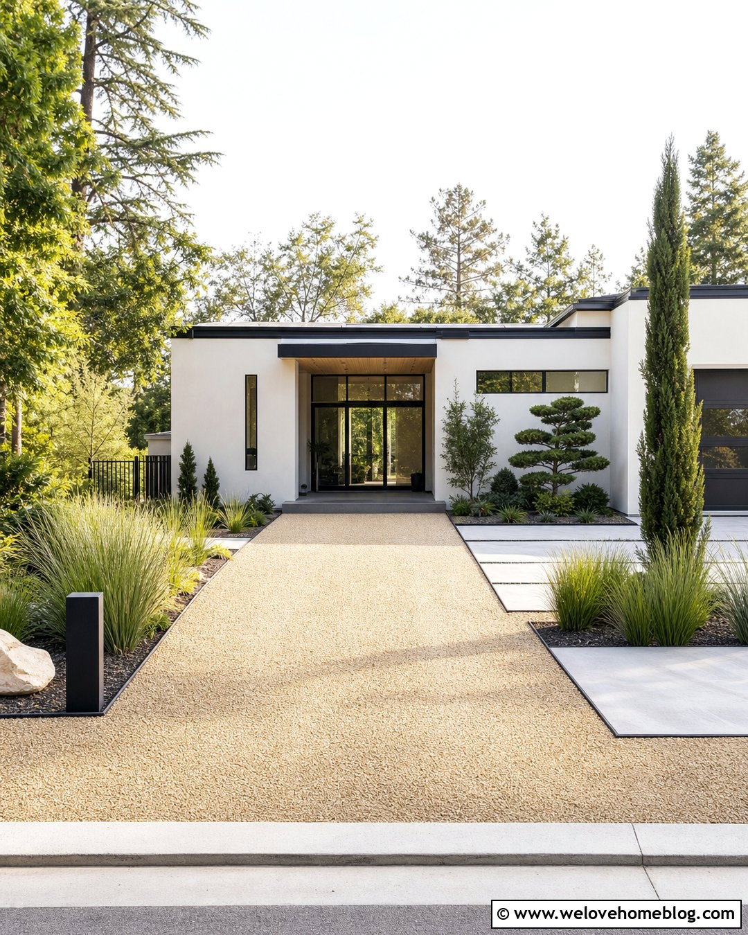 Sandstone Gravel Driveway With Modern Steel Edging - 20 sandstone gravel driveway ideas
