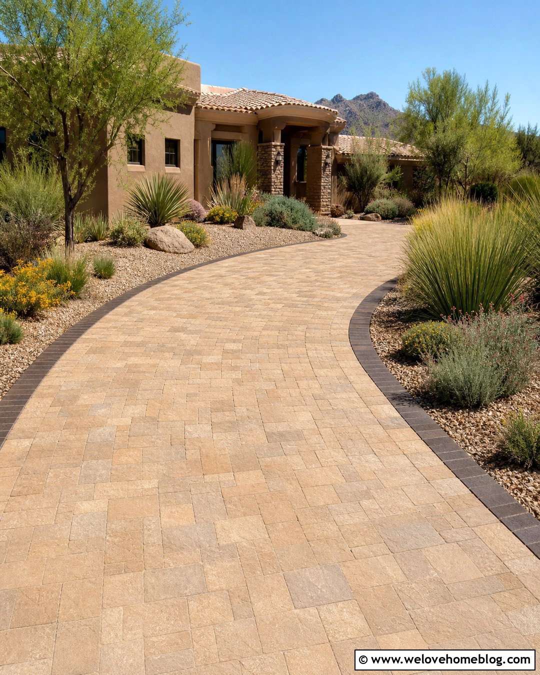 Sandstone Paved Driveway - 35 paved driveway ideas