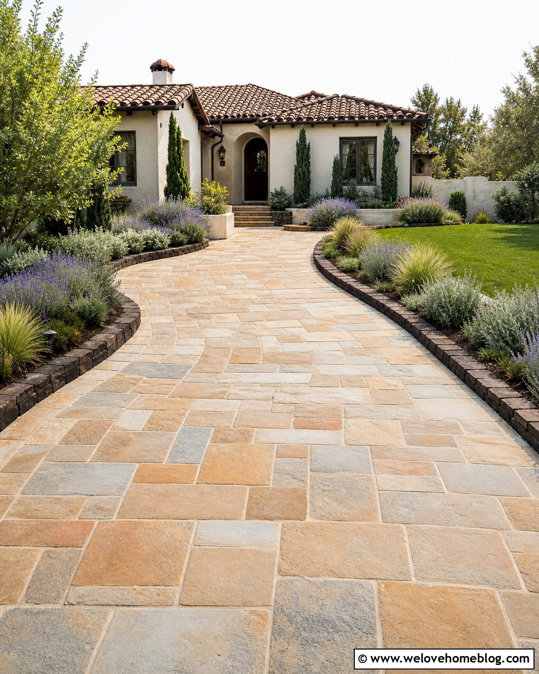 Sandstone Paver Driveway - 25 Paving Driveway Ideas