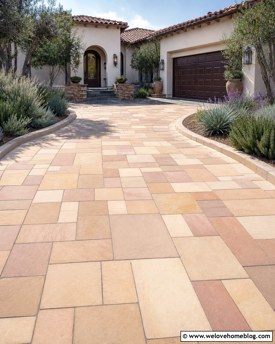 Sandstone Paver Driveway Flooring - 35 Driveway Flooring Ideas