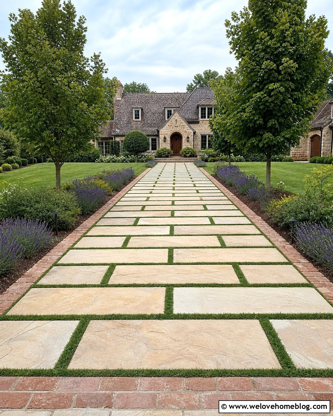 Sandstone Paver Driveway With Grass Joints - 30 driveway with grass in between ideas