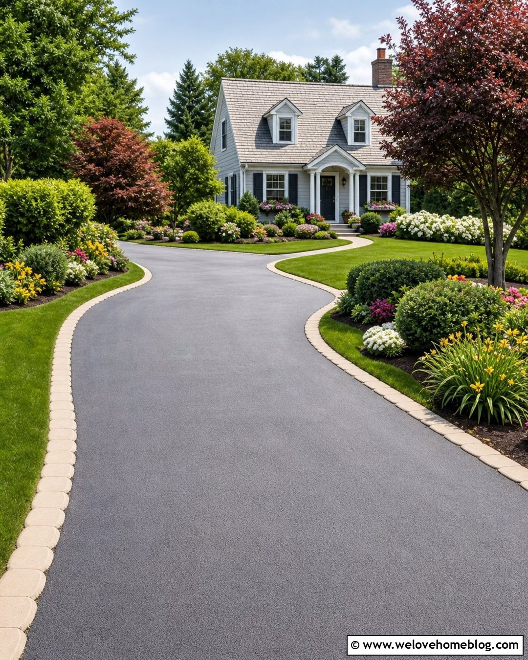 Scalloped Concrete Driveway Curb - 40 Driveway Border Ideas