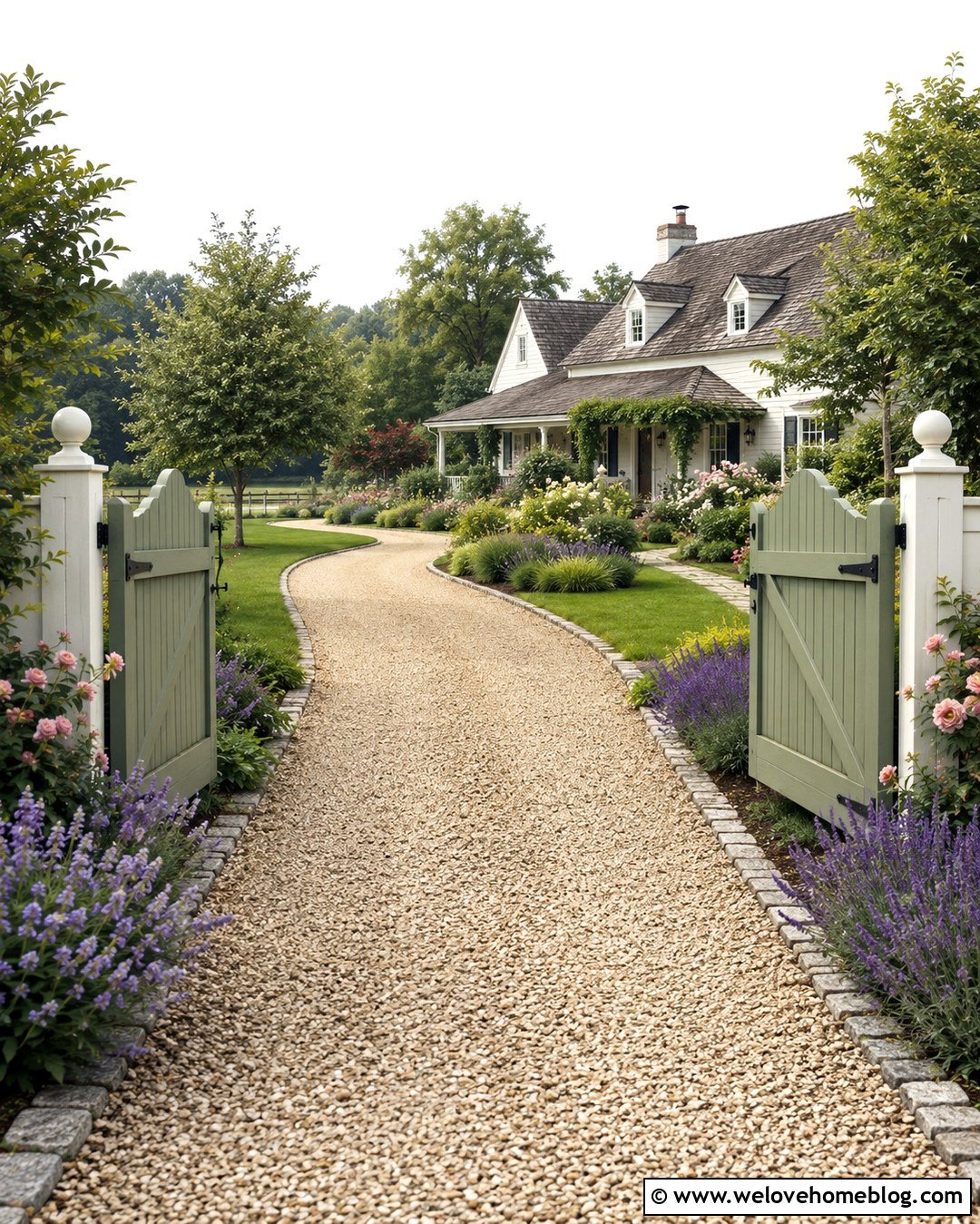 Scalloped Wood Farm Gate With Garden Borders - 20 Wood Gates Driveway Farm Entrance Ideas