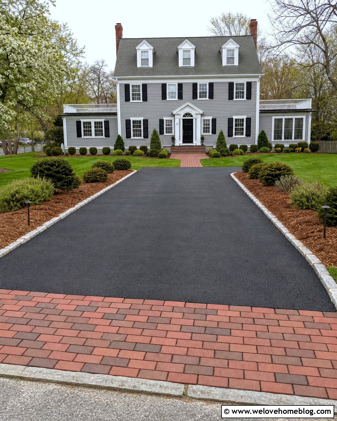 Sealed Asphalt Driveway With Brick Apron - 40 driveway on a budget ideas