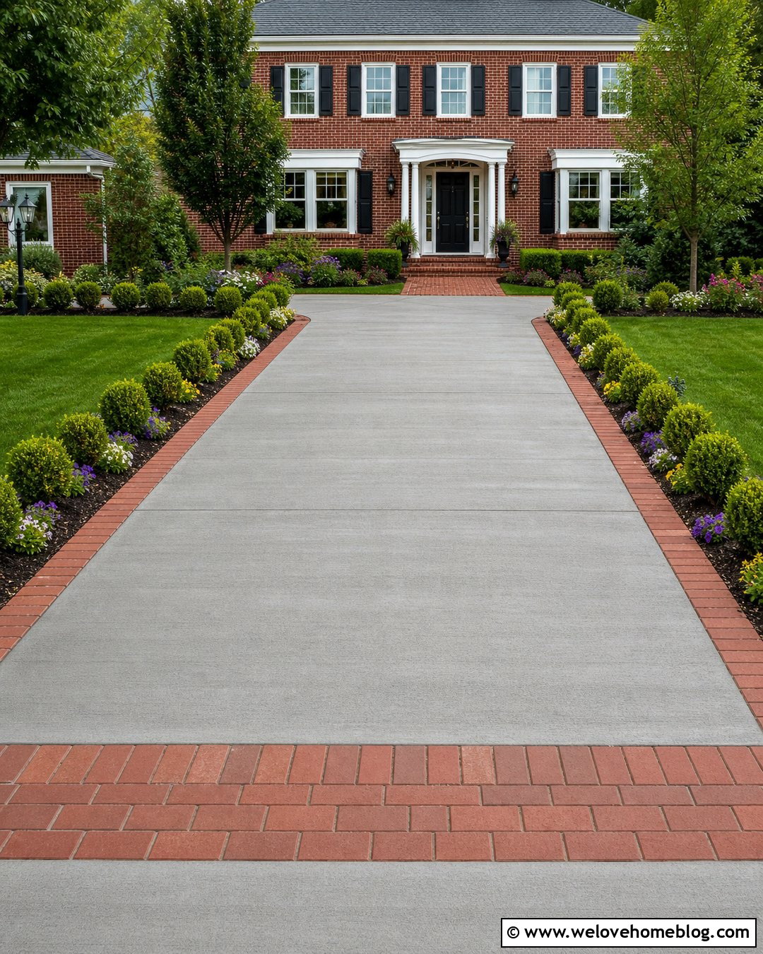 Sealed Concrete Driveway With Brick Border - 20 Concrete Driveway Sealer Ideas
