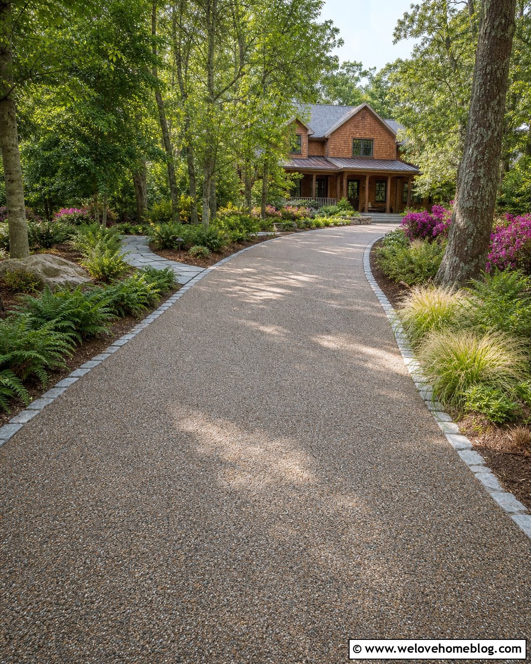 Sealed Concrete Driveway With Stone Edging - 20 Concrete Driveway Sealer Ideas