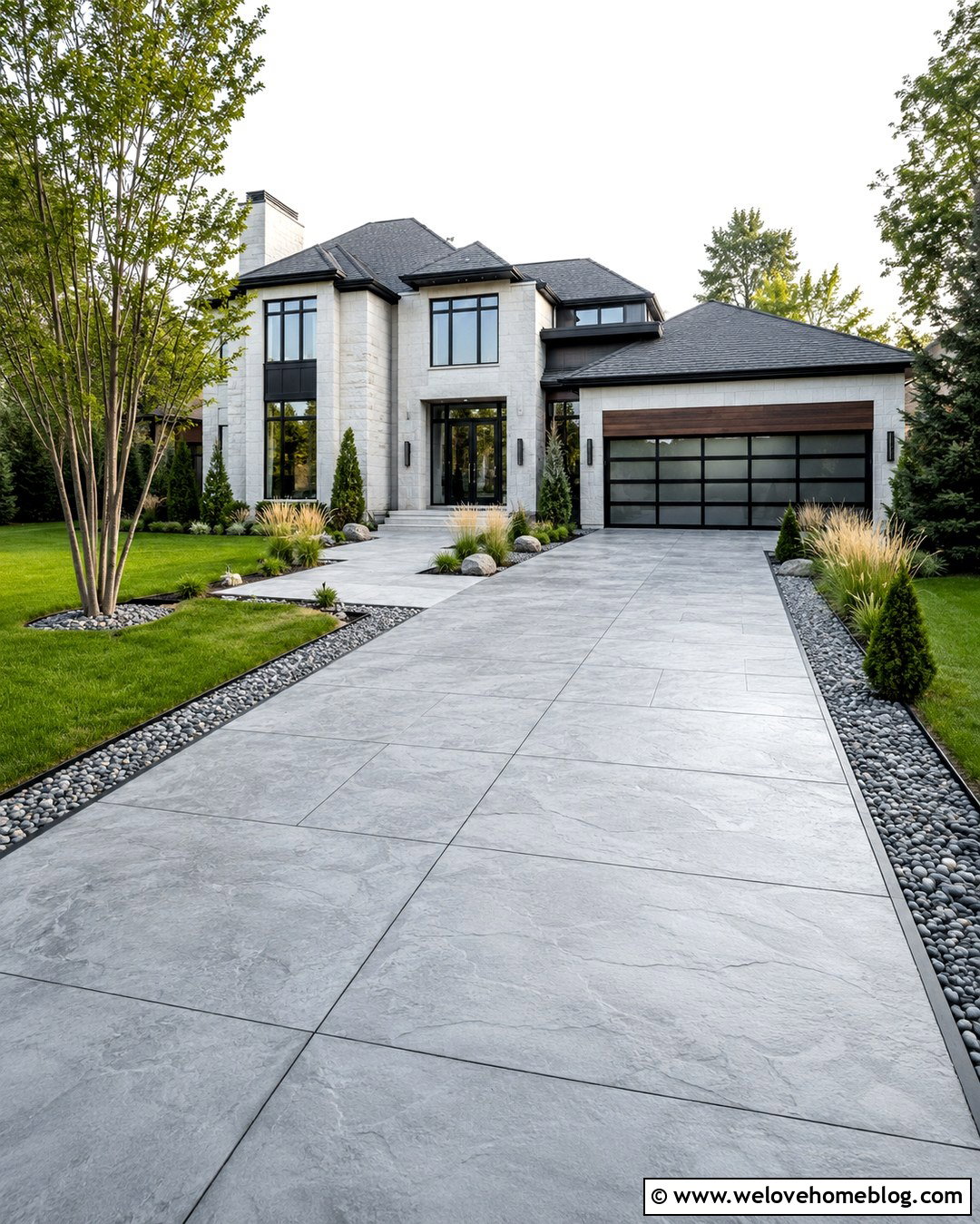 Seamless Slate Concrete Print Driveway - 20 Concrete Print Driveways Ideas