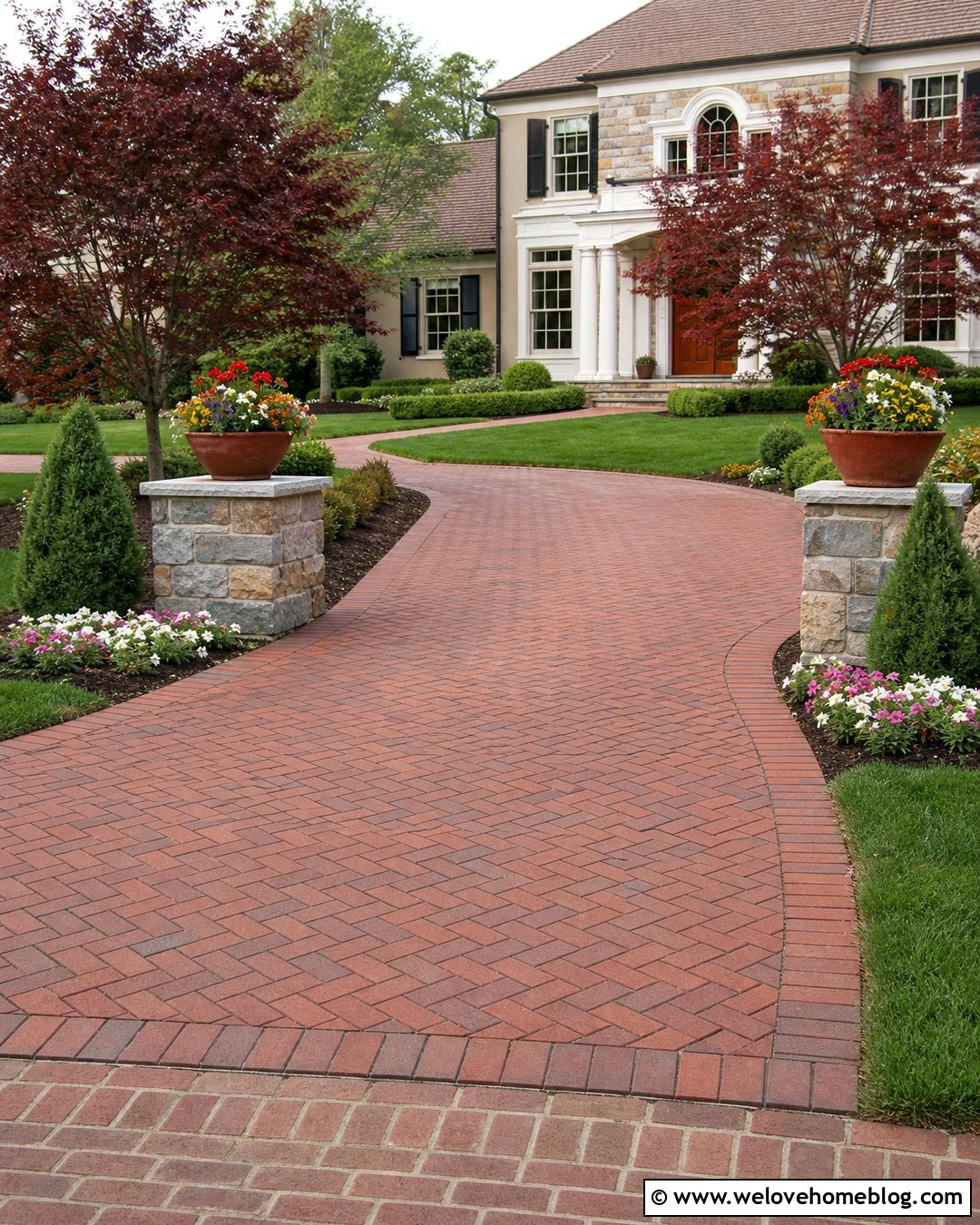 Seasonal Planter Driveway Entrance - 35 End Of Driveway Entrance Ideas
