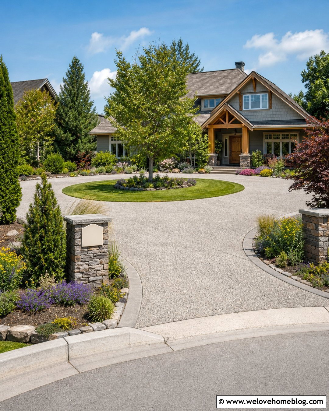 Semi Circle Driveway With Address Sign - 35 Semi Circle Driveway Landscaping Ideas