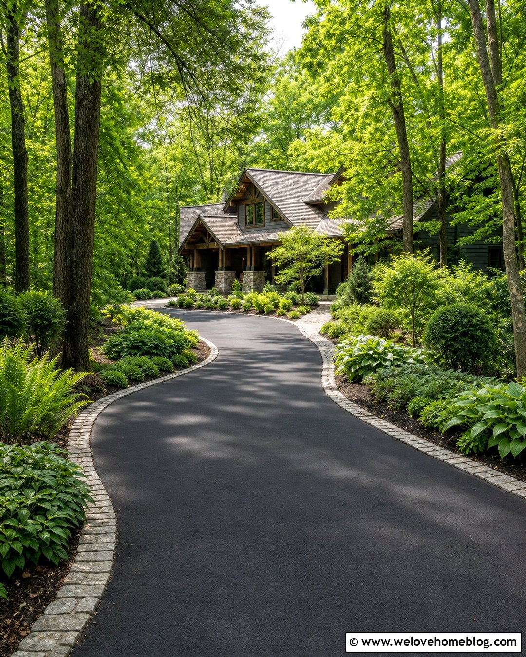 Shaded Driveway With Woodland Planting - 20 How To Landscape A Driveway Ideas