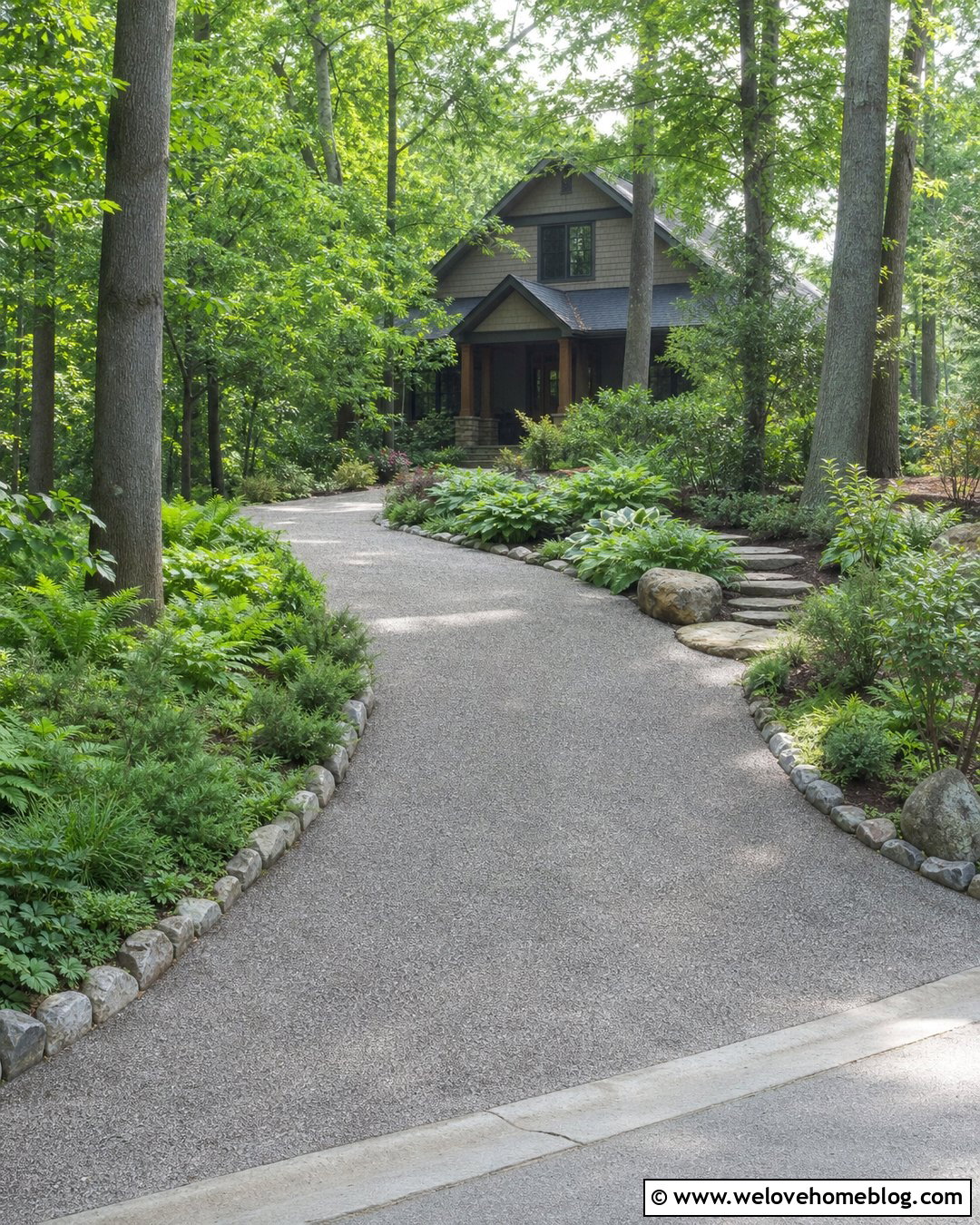 Shaded Driveway With Woodland Planting - 40 Front Driveway Landscaping Ideas